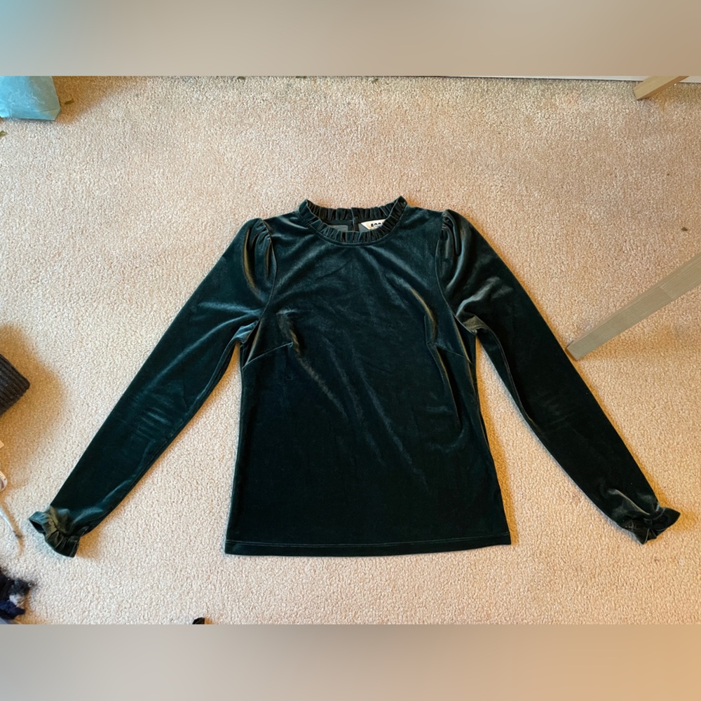 Boden Dark Green Velvet Long Sleeve Top